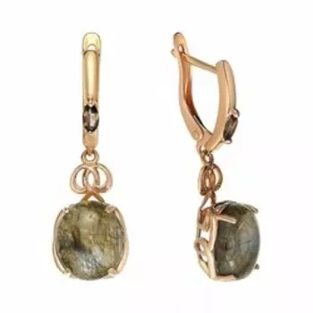 Серебряные серьги с лабрадоритами и раухтопазами