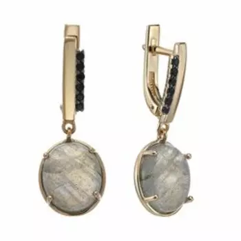 Серебряные серьги с лабрадоритами и шпинелью