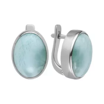 Серебряные серьги с ларимаром