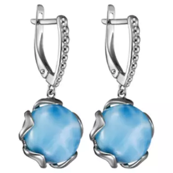 Серебряные серьги с ларимаром