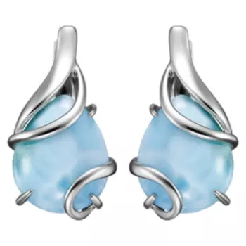 Серебряные серьги с ларимаром