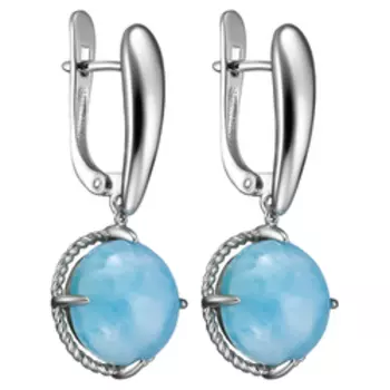 Серебряные серьги с ларимаром