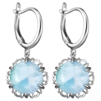 Серебряные серьги с ларимаром