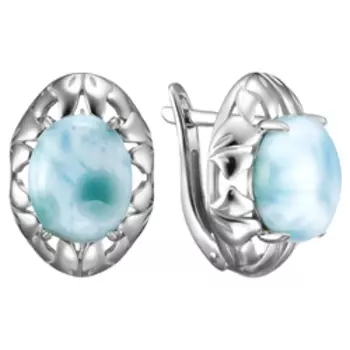 Серебряные серьги с ларимаром