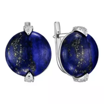 Серебряные серьги с лазуритами и фианитами