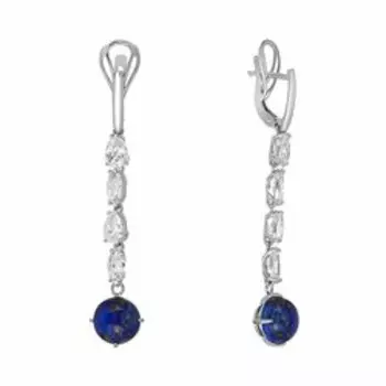 Серебряные серьги с лазуритами и фианитами