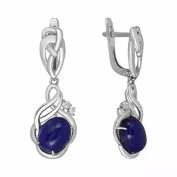 Серебряные серьги с лазуритами и фианитами