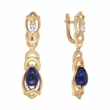 Серебряные серьги с лазуритом и фианитами