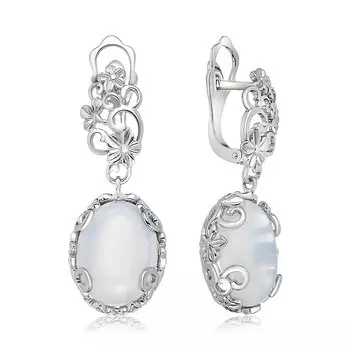 Серебряные серьги с лунным камнем