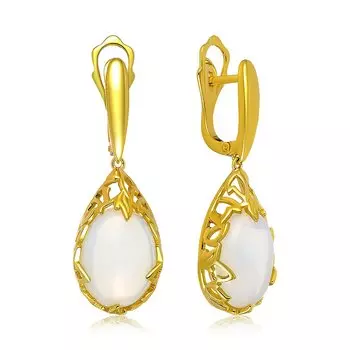 Серебряные серьги с лунным камнем