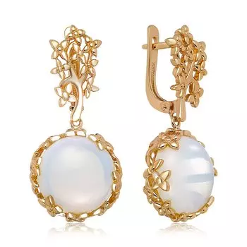 Серебряные серьги с лунным камнем