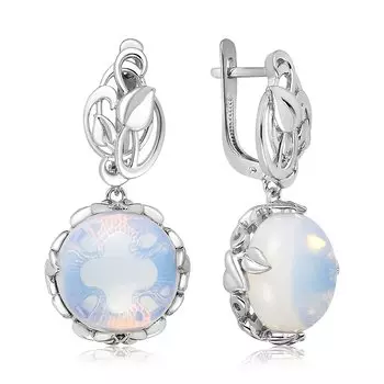 Серебряные серьги с лунным камнем