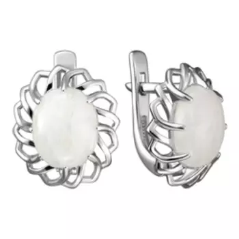 Серебряные серьги с лунными камнями