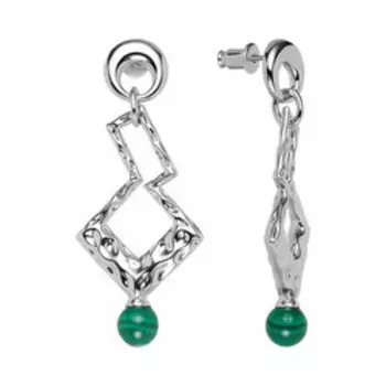 Серебряные серьги с малахитами