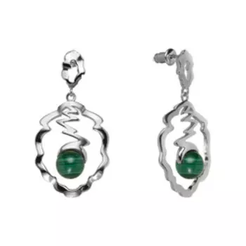 Серебряные серьги с малахитами