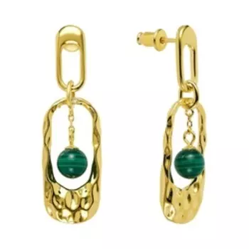 Серебряные серьги с малахитами