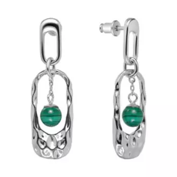 Серебряные серьги с малахитами