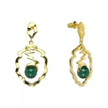 Серебряные серьги с малахитами