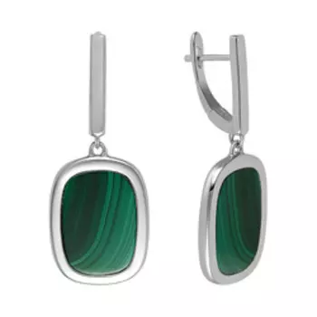 Серебряные серьги с малахитами