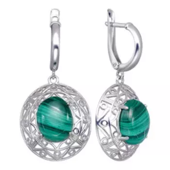 Серебряные серьги с малахитами