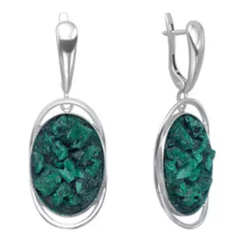 Серебряные серьги с малахитами