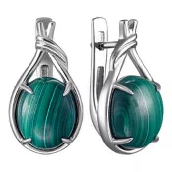 Серебряные серьги с малахитами