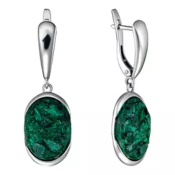 Серебряные серьги с малахитами