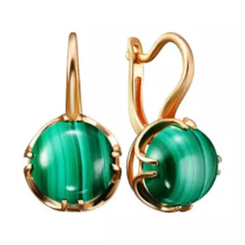 Серебряные серьги с малахитами