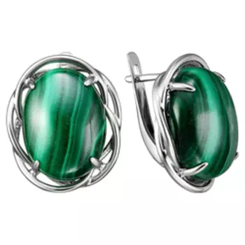 Серебряные серьги с малахитами