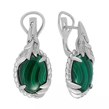 Серебряные серьги с малахитами