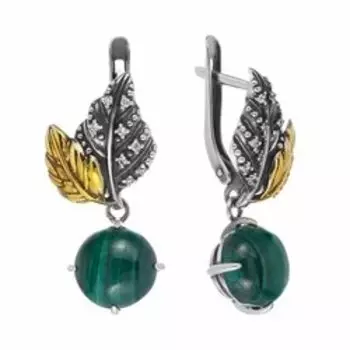 Серебряные серьги с малахитами
