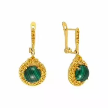 Серебряные серьги с малахитами и цитринами