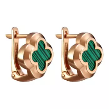Серебряные серьги с малахитами "Клевер"
