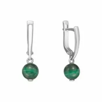 Серебряные серьги с малахитом