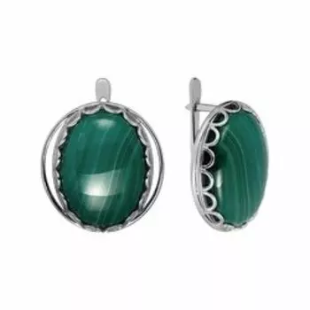 Серебряные серьги с малахитом