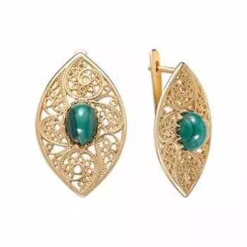 Серебряные серьги с малахитом