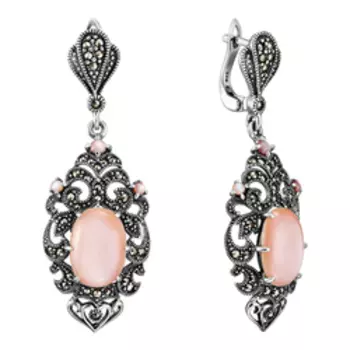 Серебряные серьги с марказитами и перламутрами