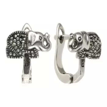 Серебряные серьги с марказитами "Слоники"