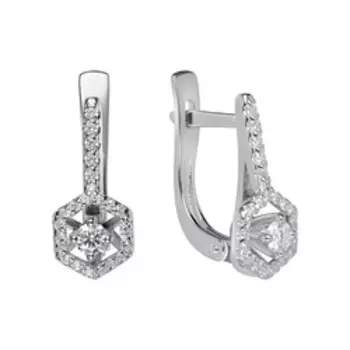 Серебряные серьги с муассанитами и фианитами