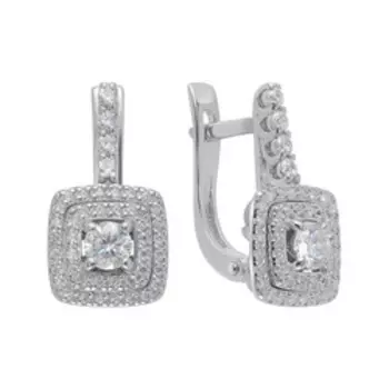 Серебряные серьги с муассанитами и фианитами