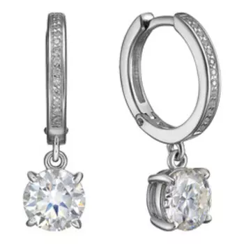 Серебряные серьги с муассанитами и фианитами