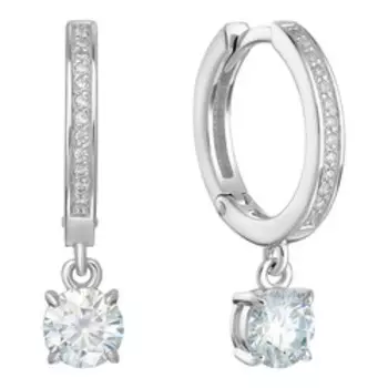 Серебряные серьги с муассанитами Параиба и фианитами