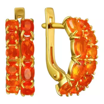 Серебряные серьги с натуральными огненными опалами