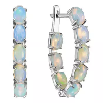 Серебряные серьги с натуральными опалами