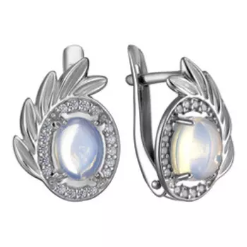 Серебряные серьги с натуральными опалами и фианитами