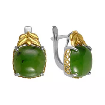 Серебряные серьги с нефритами
