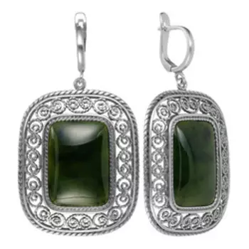 Серебряные серьги с нефритами