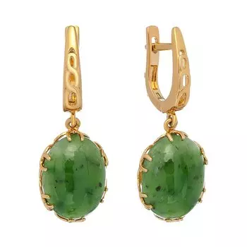 Серебряные серьги с нефритами