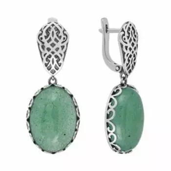 Серебряные серьги с нефритами