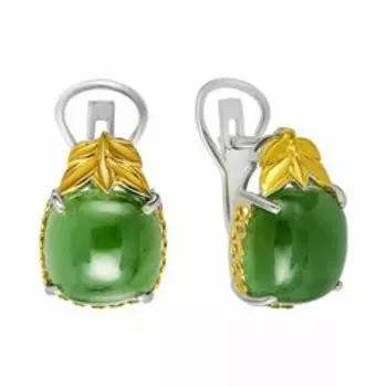 Серебряные серьги с нефритом